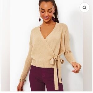 Lilly Pulitzer Gold shimmering wrap Sweater